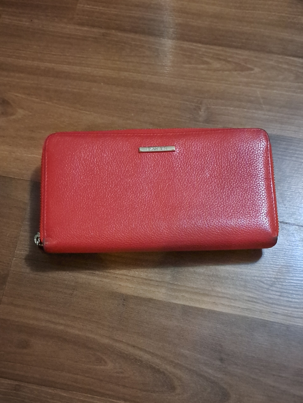 Danier Red Leather Zip Around Wallet